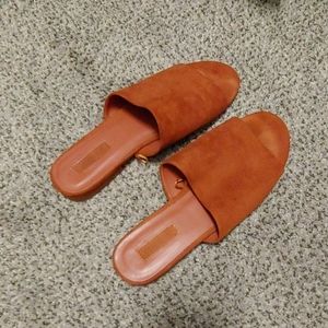 Forever 21 Suede Burnt Orange Slides 7.5